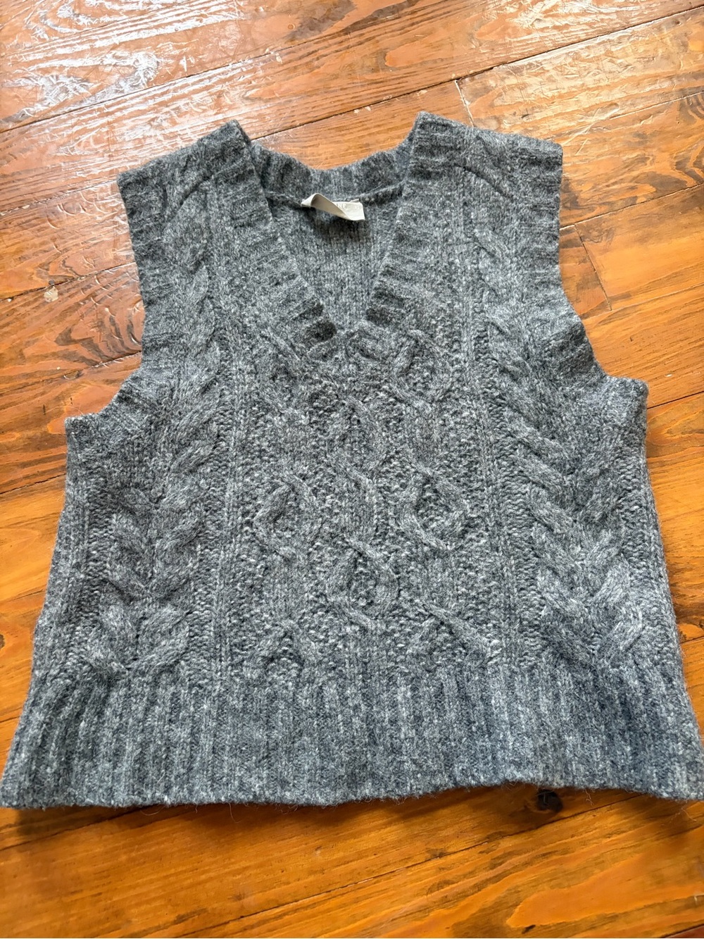 Everlane Alpaca‎ Wool Cloud Cable Knit Vest Size XS Relaxed Preppy Heritage Gray - Picture 2 of 9